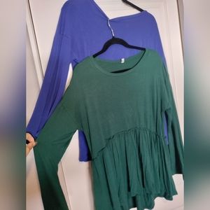 Women's Blue & Green Long Sleeve Top Combo Size L